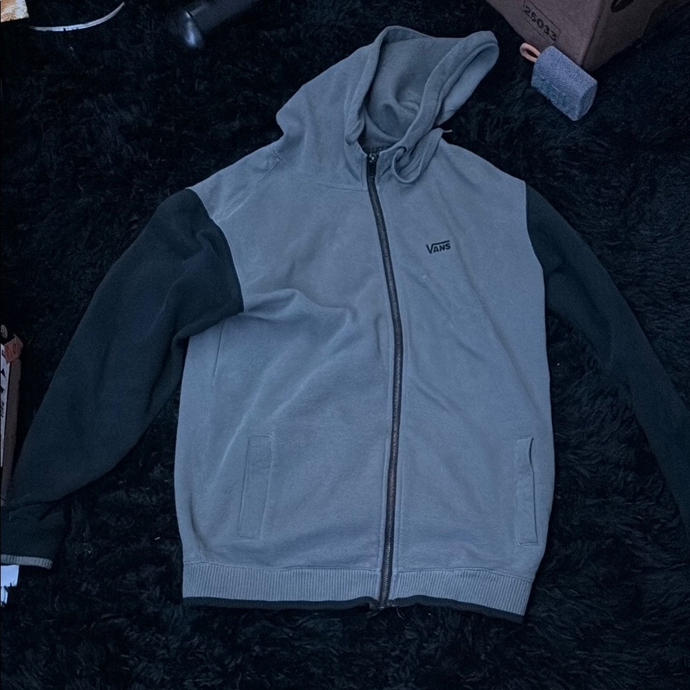 Vans Gray and Black Zip Up Sweater